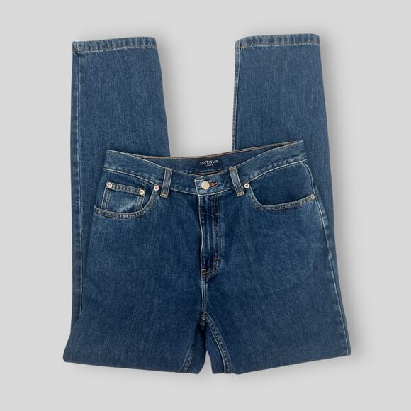 90s Vintage Mom Jeans Ann Taylor Slim Fit High Rise Straight Leg Jeans Size 8R - Picture 1 of 6
